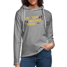 Load image into Gallery viewer, "use your outdoor voice" unisex lightweight terry hoodie - heather gray