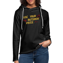 Load image into Gallery viewer, "use your outdoor voice" unisex lightweight terry hoodie - charcoal grey