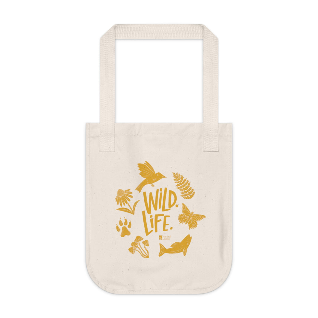 'wild. life.' organic canvas tote bag