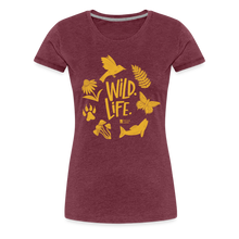 Load image into Gallery viewer, &quot;wild. life.&quot; women&#39;s premium t-shirt - heather burgundy
