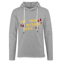 Load image into Gallery viewer, &quot;use your outdoor voice&quot; unisex lightweight terry hoodie - heather gray
