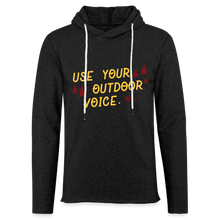 Load image into Gallery viewer, &quot;use your outdoor voice&quot; unisex lightweight terry hoodie - charcoal grey
