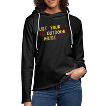 Load image into Gallery viewer, &quot;use your outdoor voice&quot; unisex lightweight terry hoodie - charcoal grey
