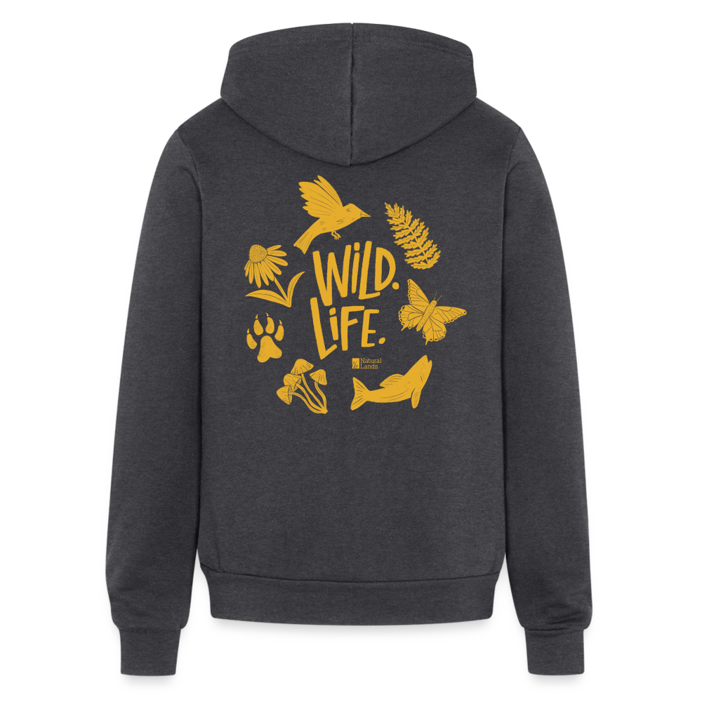 'wild. life.' unisex zip hoodie - charcoal grey